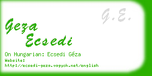 geza ecsedi business card